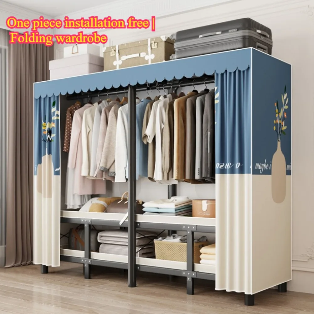 Installationsfreier Kleiderschrank, staubdicht, Schlafzimmer-Organizer, Schrank, faltbarer Haushaltsschrank, faltbarer Kleiderschrank, einfaches Lagerregal