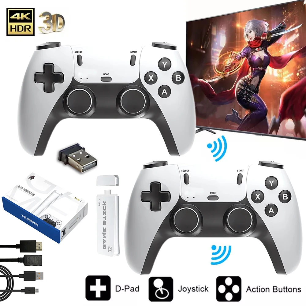 M15 Game Stick 4K Mini Retro Video Game Console 2.4G Wireless Gamepad Controller Handheld Game Console 128G 30000 Games HDMI Out