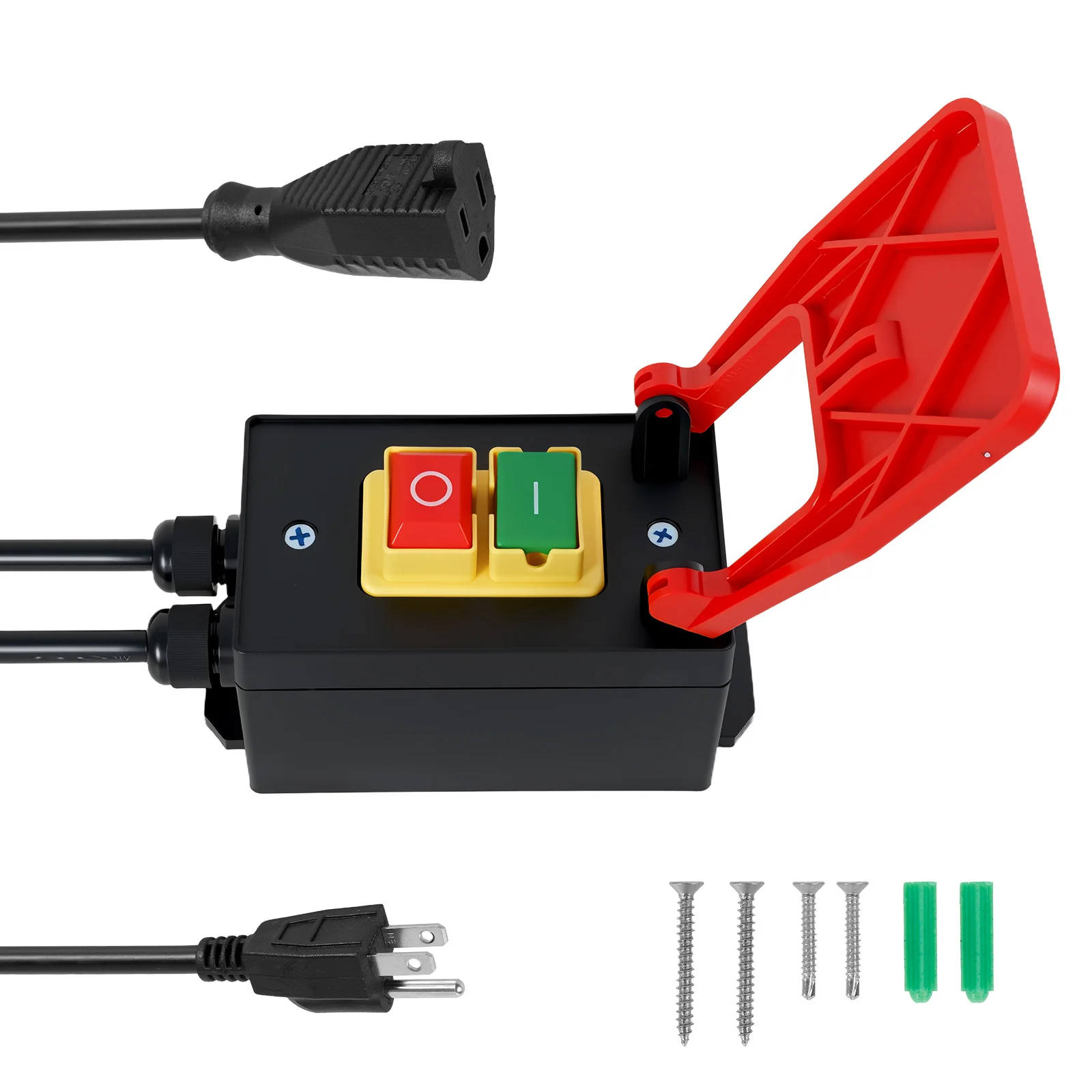 110 V bis 120 V Schalter, einphasig, Ein/Aus, wasserdichter Not-Aus-Schalter mit Paddel-Verlängerungskabel, Not-Aus für Tischkreissäge Image