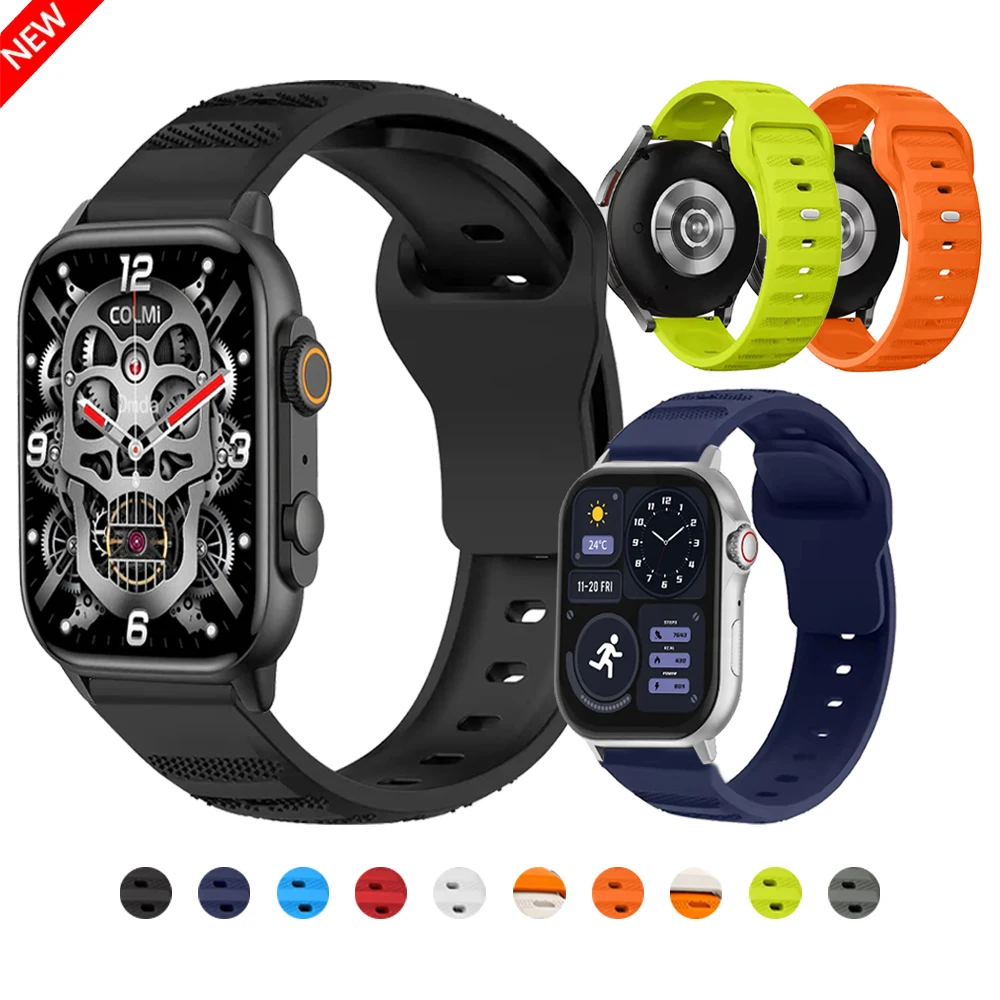 Atmungsaktives Silikonarmband für COLMI-Bänder M42/P76/P82/P81/P73/C80/C81/V73/V76/C63/i28 Ultra 20 mm 22 mm Armbänder Sportarmband Image