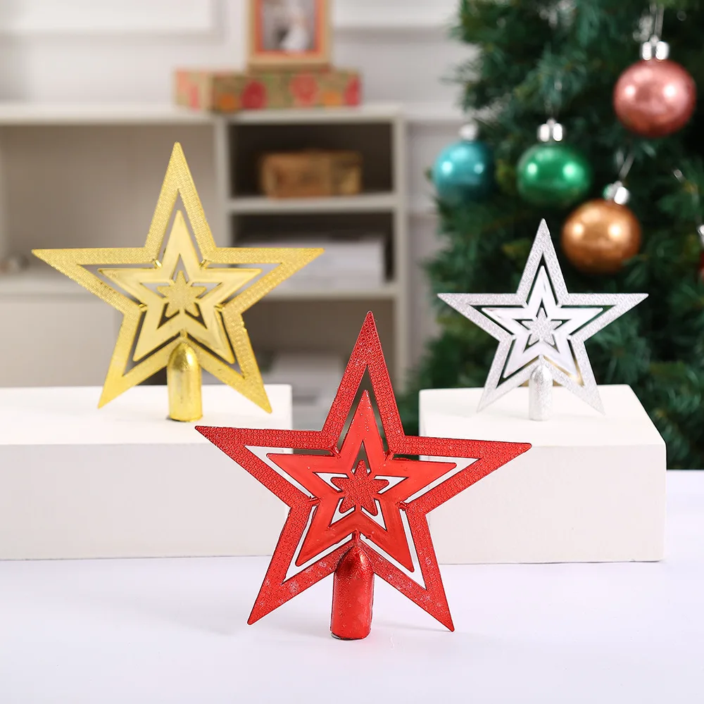 5PCS Weihnachten Baum Dekorationen Pentagramm Urlaub Atmosphäre Überzug Weihnachten Baum Top Stern Girlande Zubehör Party Liefert Image