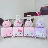 12 16-Zoll-Trolley Hello Kitty Sanrios Anime Kawaii 12 Zoll Mutter Kind Koffer Spurstangenbox Rosa mit Schloss Studentengeschenk