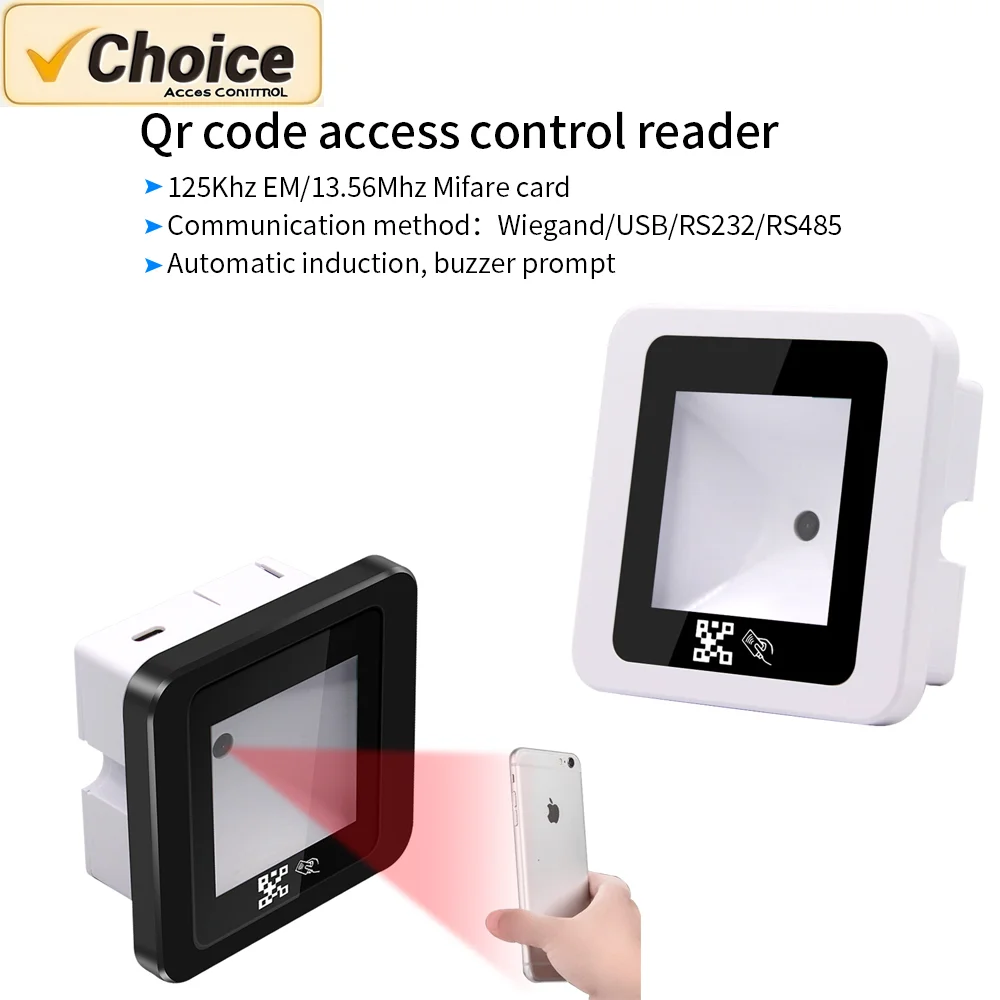DC12V Dual-Frequency (EM/MF) RFID/Barcode/QR Code Access Controller – RS485/RS232/USB Multi-Interface-Leser für Einstiegsysteme Image