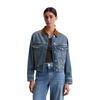 Jeansjacke MARC O'POLO "aus Circulose", Damen, Gr. XL, tinted vintage blau wash, Obermaterial: 79% Baumwolle, 20% Viskose, 1% Elasthan, unifarben, casual, relaxed fit, Langarm Manschette, Jacken