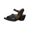Riemchensandale FLY LONDON "Fly London Sandalen Leder", Damen, Gr. 38, schwarz, Leder, casual, Schuhe