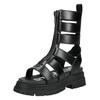 Schaftsandalette BUFFALO "Buffalo Sandalen Lederimitat", Damen, Gr. 39, schwarz, Lederimitat, casual, Schuhe