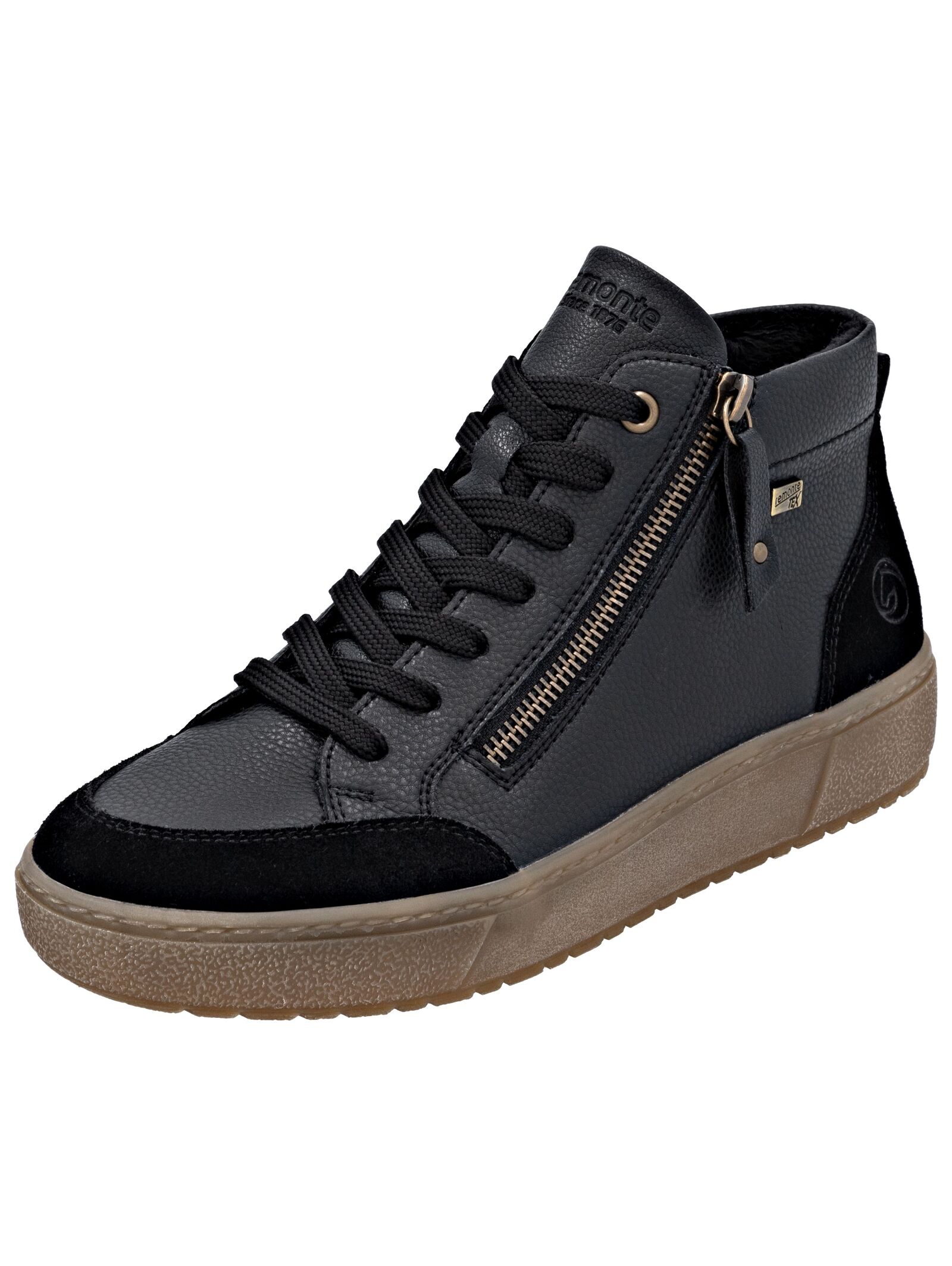 Sneaker REMONTE "Remonte Sneaker Glattleder", Damen, Gr. 41, schwarz, Glattleder, Schuhe Sneaker