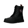 Schnürstiefelette GEOX "Geox Stiefelette Lederimitat", Kinder, Gr. 29, rot (schwarz, rot), Lederimitat, casual, Schuhe