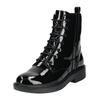 Schnürstiefelette GEOX "Geox Stiefelette Leder", Damen, Gr. 37, schwarz (schwarz lack), Leder, casual, Schuhe
