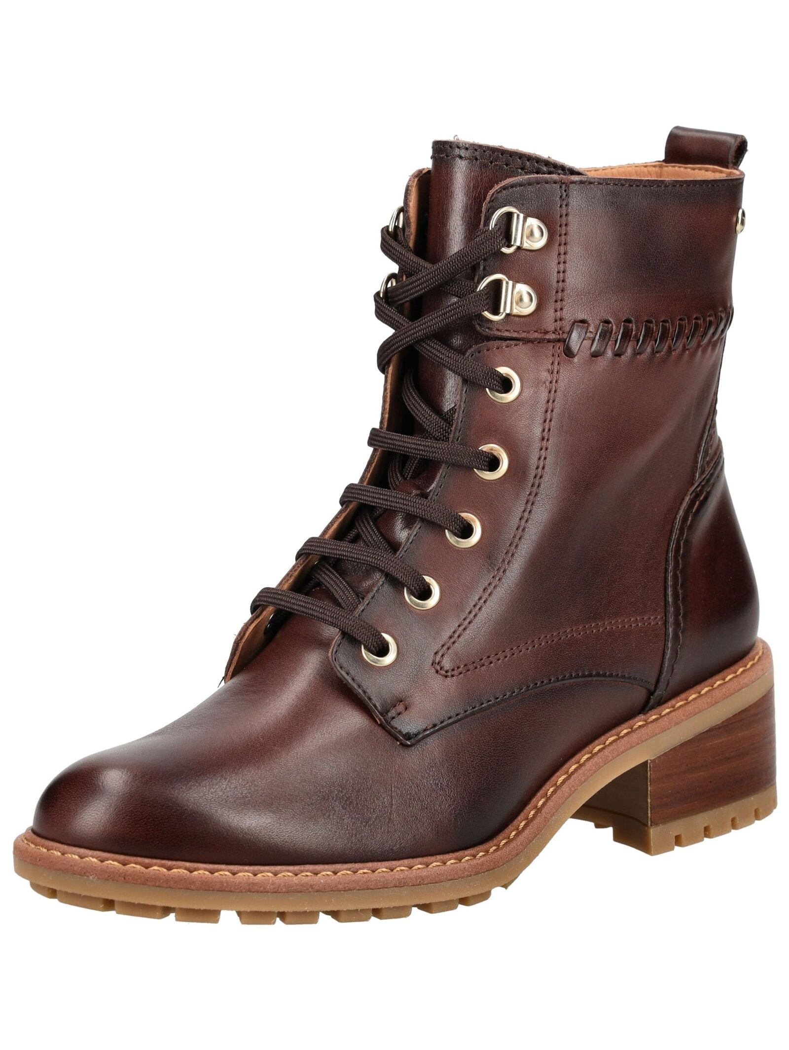 Schnürstiefelette PIKOLINOS "PIKOLINOS Stiefelette Leder", Damen, Gr. 41, braun (dunkelbraun), Leder, Schuhe Schnürstiefelette Image