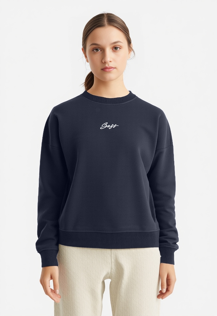 Sweatshirt BOSS ORANGE "Esweaty Premium Damenmode", Damen, Gr. M (38), dunkelblau 408, Sweatware, Obermaterial: 100% Baumwolle, unifarben, hüftlang, Rundhals, Rippbündchen, Sweatshirts Sweatshirt, im Oversized Look