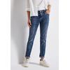 Regular-fit-Jeans STREET ONE "Style Jane", Damen, Gr. 30, Länge 30, blau (mid blau random washed), Denim/Jeans, Obermaterial: 82% Baumwolle, 15% Polyester, 3% Elasthan, unifarben, casual, regular fit knöchellang, Jeans, im Five-Pocket Style