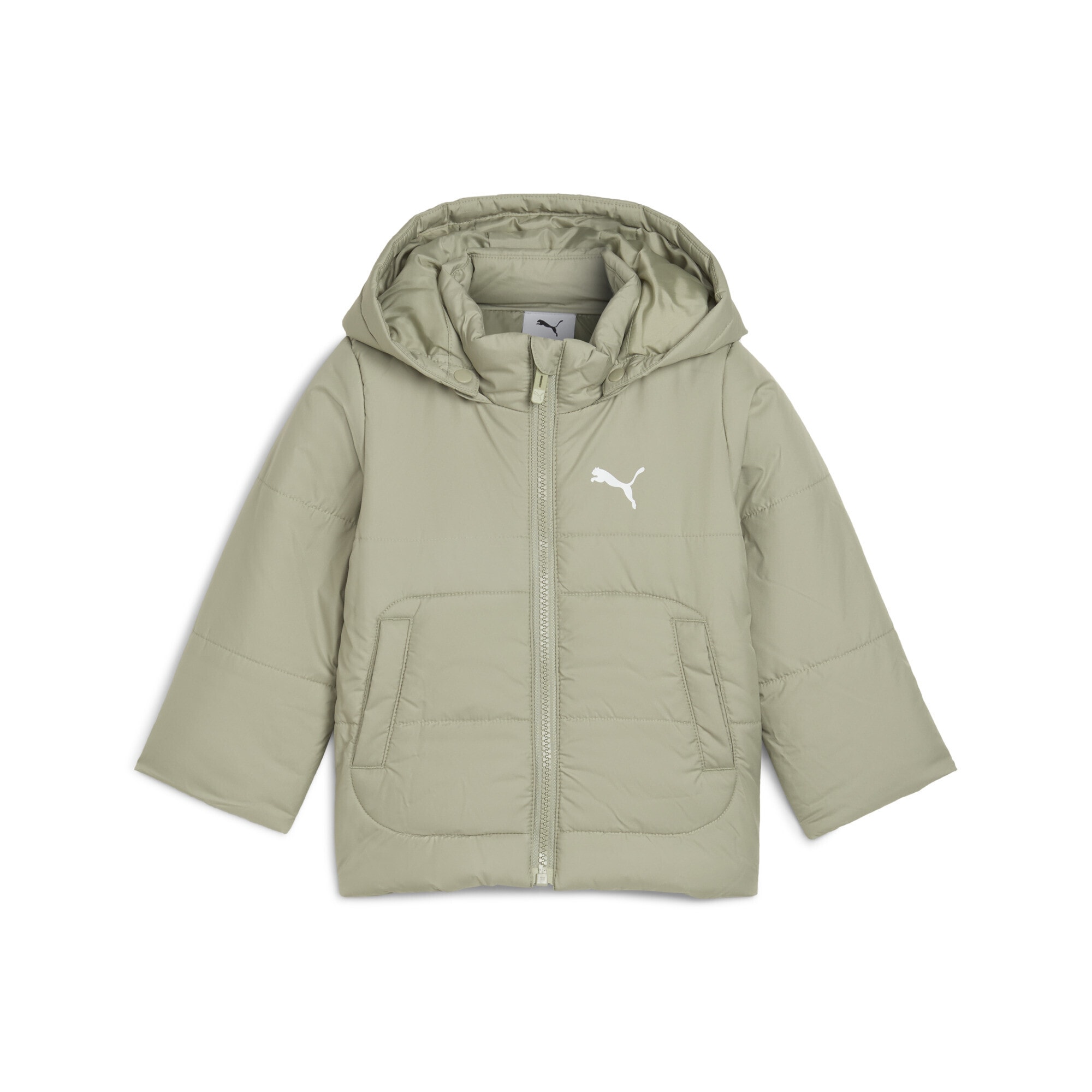 Winterjacke PUMA "Minicats Wattierte Kapuzenjacke Kinder", Kinder, Gr. 80, grün (lux army grün), Obermaterial: 100% Polyester; Futter: 100% Polyester; Füllung: 100% Polyester; Seitentasche – Unten: 100% Polyester, Jacken Image