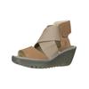 Keilsandalette FLY LONDON "Fly London Sandalen Leder", Damen, Gr. 39, beige (sand), Leder, casual, Schuhe