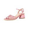 Riemchensandale PAUL GREEN "Paul Green Sandalen Lederimitat", Damen, Gr. 37,5, pink metallic, Lederimitat, casual, Schuhe