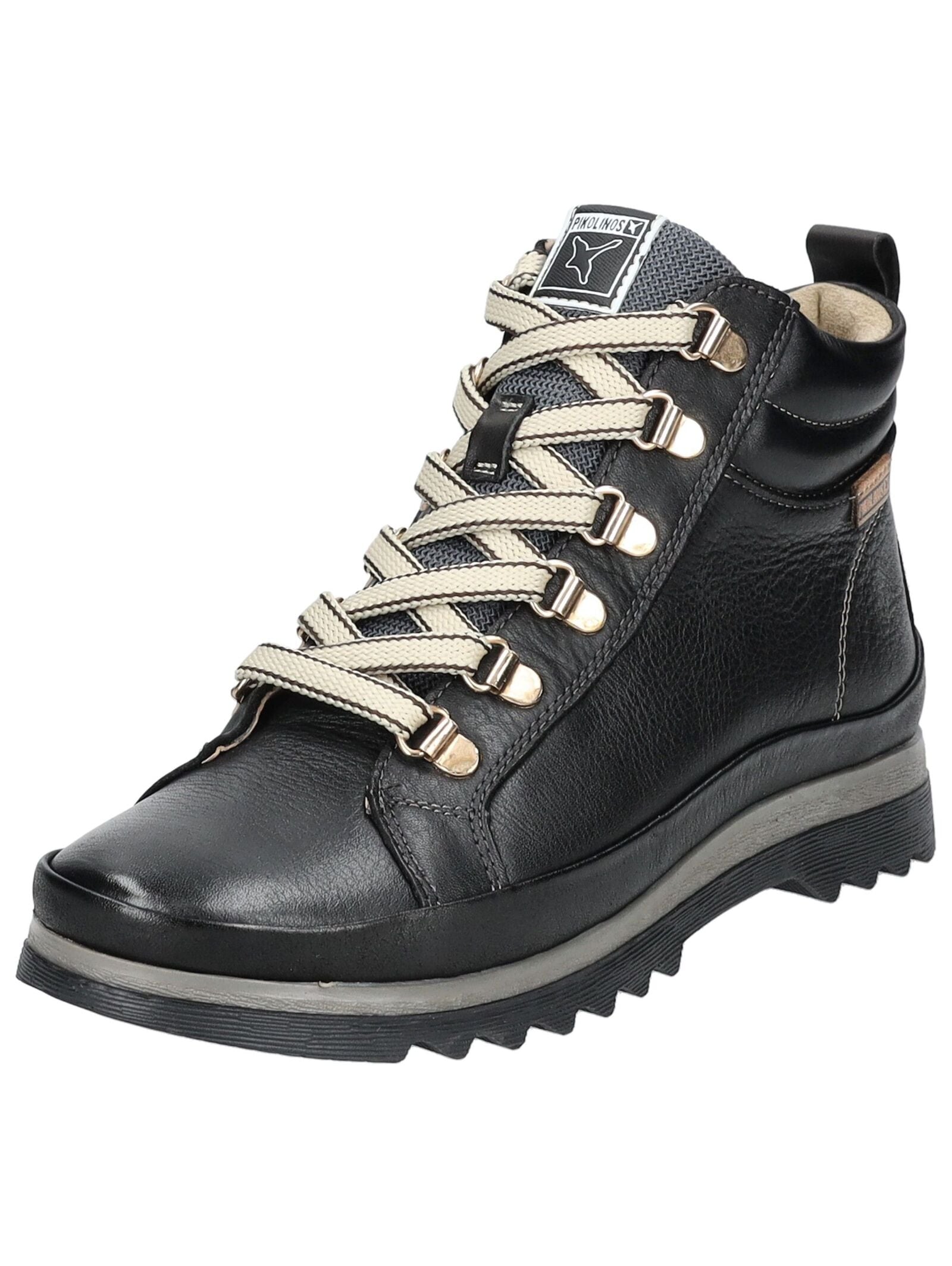 Schnürstiefelette PIKOLINOS "PIKOLINOS Stiefelette Leder", Damen, Gr. 38, schwarz, Leder, Casual, Schuhe