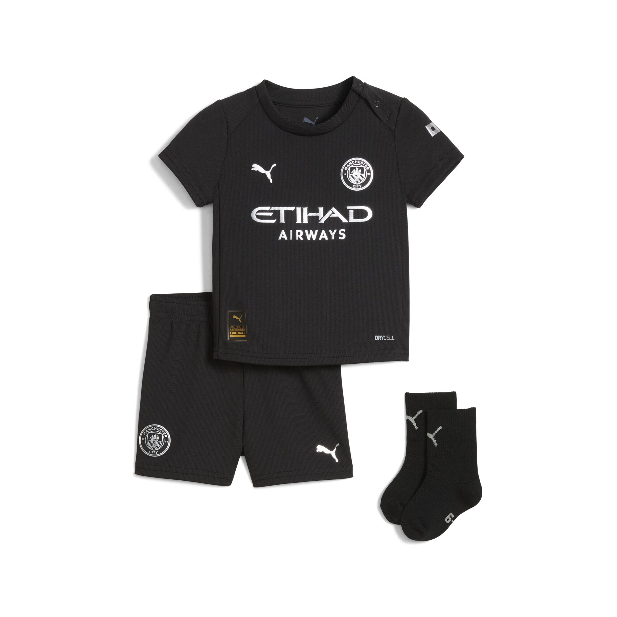 Trainingsanzug PUMA "Manchester City 25/26 Auswärtstrikot-Minikit Kinder", Kinder, Gr. 74, schwarz, Obermaterial: 100% Polyester; Rippe: 100% Polyester, Sportanzüge Image