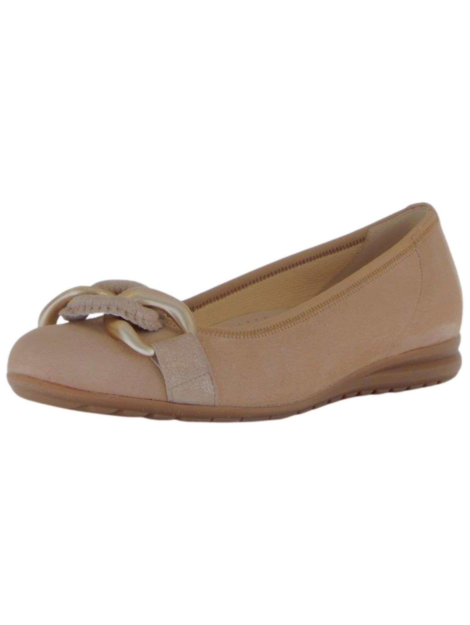 Ballerina GABOR COMFORT "Gabor Comfort Ballerinas Veloursleder", Damen, Gr. 40, beige (sand), Veloursleder, Schuhe Ballerina