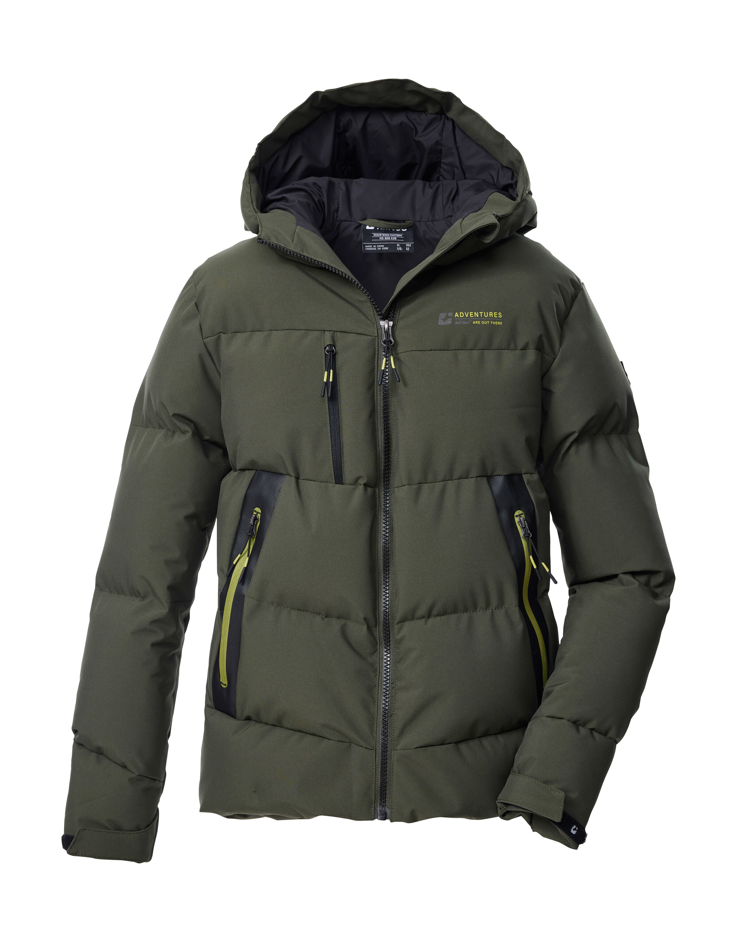Steppjacke KILLTEC "KOW 239 BYS QLTD JCKT", Kinder, Gr. 128, grün (olivgrün), Oberstoff: 100% Polyester, Futter: 100% Polyester, Füllung: 100% Polyester, Sportlich, Jacken, Winddichte, wasserabweisende Kinderjacke mit verstellbaren Bündchen Image