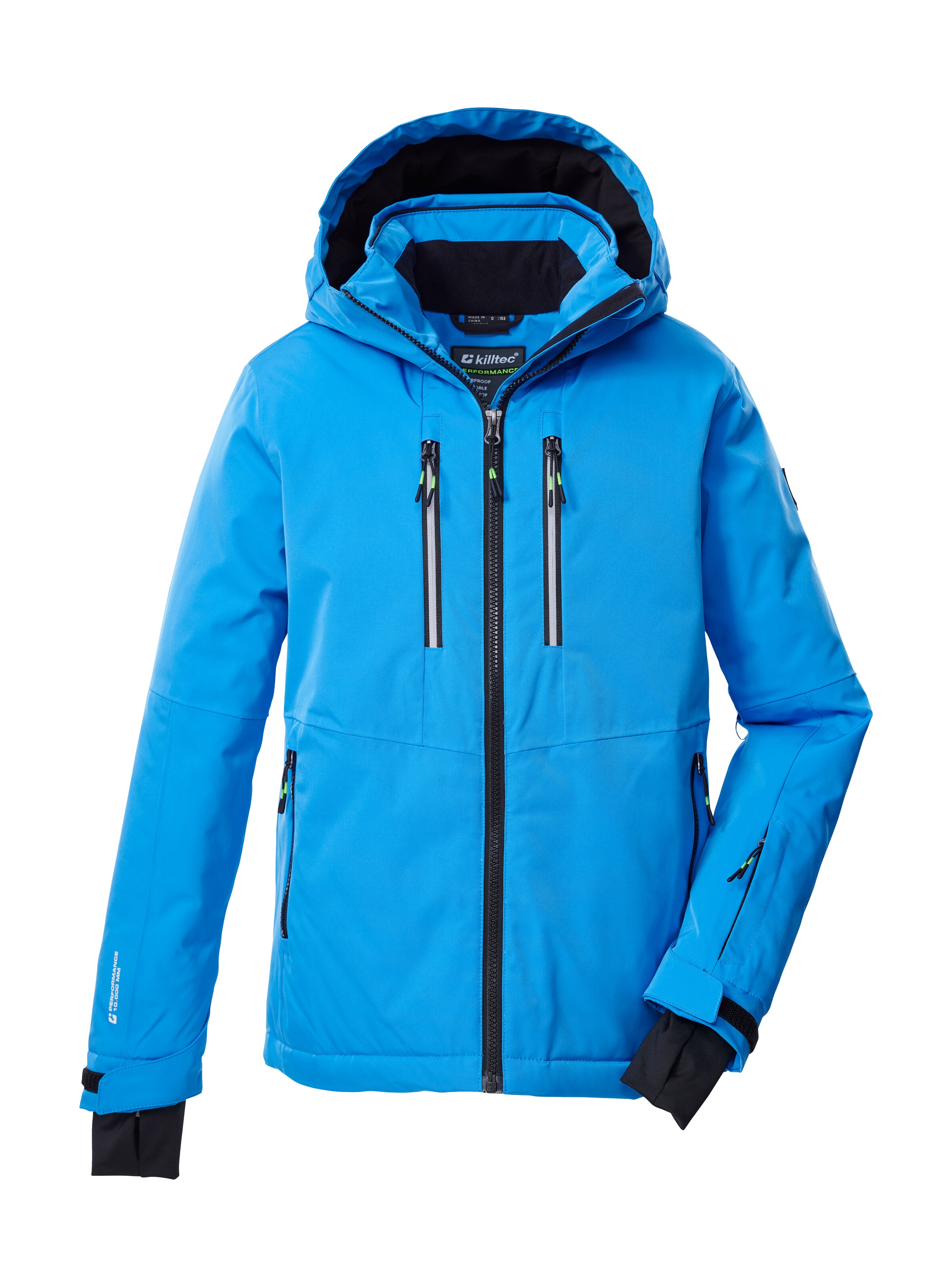 Skijacke KILLTEC "KSW 191 BYS SKI JCKT", Kinder, Gr. 164, blau (sky), Oberstoff: 100% Polyester, Futter: 100% Polyester, Füllung: 100% Polyester, Sportlich, Jacken, Wasserdichte Kinderjacke mit Kapuze, Schneefang und Reflektoren Image