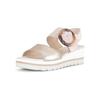 Keilsandalette GABOR "Gabor Sandalen Veloursleder", Damen, Gr. 38,5, gold, rosa, Veloursleder, casual, Schuhe