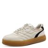 Plateausneaker TAMARIS, Damen, Gr. 42, beige (creme kombiniert), Leder, Lederimitat, unifarben mit Farbeinsätzen, gesteppt, sportlich, Schuhe, Freizeitschuh, Halbschuh, Schnürschuh mit trendiger Ziersteppung