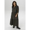 Karokleid ANISTON PLUS, Damen, Gr. 50, N-Gr, khaki, schwarz kariert, Web, Obermaterial: 60% Baumwolle, 40% Polyester, kariert, modisch, figurumspielend knöchellang, V-Ausschnitt, Langarm, Kleider, aus weicher Flanell mit Karo - NEUE KOLLEKTION