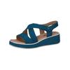 Keilsandalette CAPRICE "Caprice Sandalen Nubukleder", Damen, Gr. 39, blau, Nubukleder, casual, Schuhe