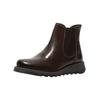 Keilstiefelette FLY LONDON "Fly London Stiefelette Leder/Textil", Damen, Gr. 39, braun (dunkelbraun), Leder, Textil, casual, Schuhe
