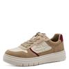 Plateausneaker TAMARIS, Damen, Gr. 38, braun (camelfarben kombiniert), Leder, Lederimitat, kontrastfarbene Details, sportlich, Schuhe, Trendsneaker, Freizeitschuh, Schnürschuh im coolen Basket-Style