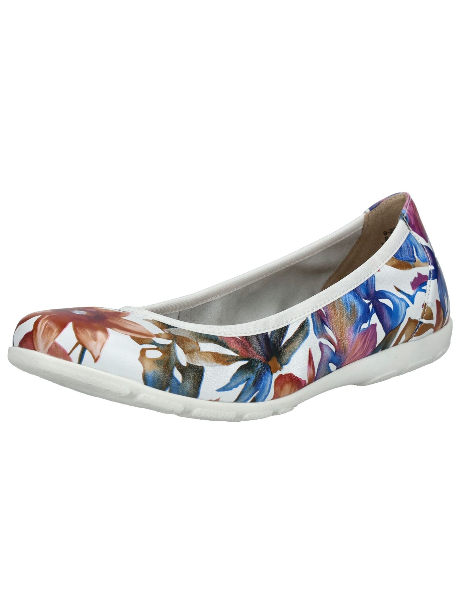 Ballerina CAPRICE "Caprice Ballerinas Leder", Damen, Gr. 37, weiß, blau, Leder, Schuhe Ballerina