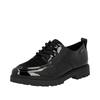 Schnürschuh RIEKER, Damen, Gr. 40, schwarz, Lacklederimitat, Textil, glänzend, sportlich, Schuhe, Loafer, Halbschuh, Business-Schuh mit weicher Innensohle