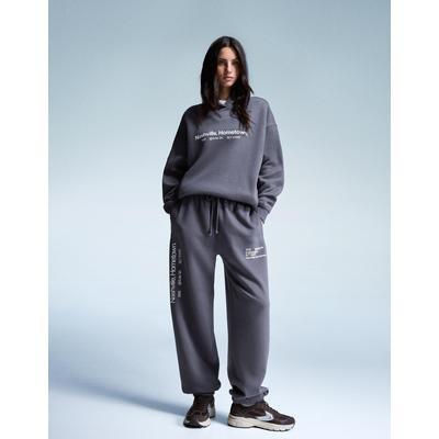 Bershka Printed Joggers Women Xxs Dark Grey