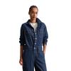 Overall MARC O'POLO DENIM "aus Rigid Denim", Damen, Gr. L, Normalgrößen, blau (dunkelblau), Obermaterial: 100% Baumwolle; Futter: 100% Nicht verfügbar, unifarben, casual, relaxed fit lang, Langarm, Overalls
