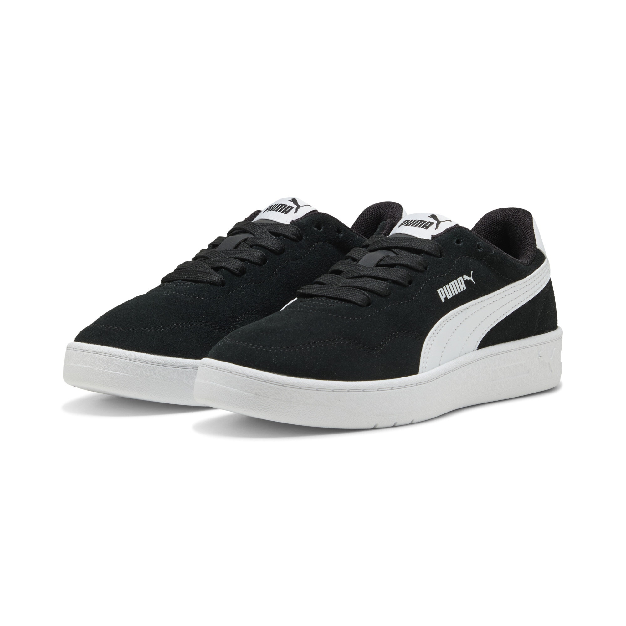 Sneaker PUMA "Court Lally Sneakers Damen", Damen, Gr. 35,5, weiß (schwarz, weiß), Obermaterial: Textil, Kuhleder, Synthetik, Leder; Futter: Textil; Innensohle: Textil; Laufsohle: Gummi, Schuhe Sneaker