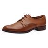 Schnürschuh TAMARIS, Damen, Gr. 42, braun (cognac), Leder, elegant, Schuhe, Blockabsatz, Halbschuh, Businessschuh mit Ziernähten