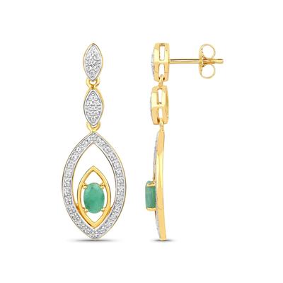 Vira Jewels Ohrringe Silber 925 zweifarbig 40mm lang mit 2x Smaragd und 80x Weiß-Topas Image