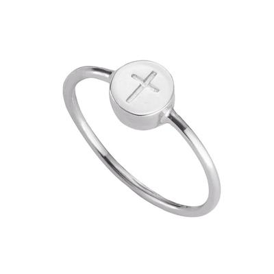 cai Ring 925/- Sterling Silber rhodiniert Kreuz Image
