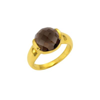 Jamelli Ring 925 Silber vergoldet Rauchquarz 12mm Image