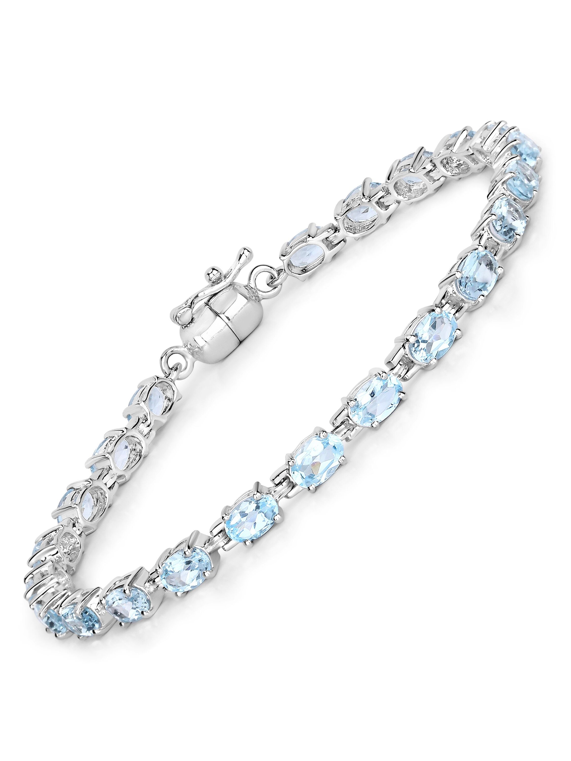 Vira Jewels Armband 925-Sterling Silber rhodiniert Blautopas oval Image