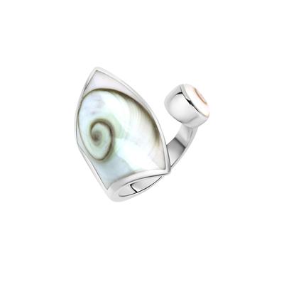 Zeeme Pearls Ring Silber 925 mit weißer Muschel 28mm breit Image