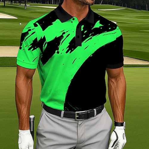 Homme Bloc de Couleur Golf Polo Polos de Sport Manche Courte Polos Chemises à Col Occasionnel Athleisure Vêtements d'Extérieur Tenue quotidienne Boutons Été Bleu Blanche Jaune