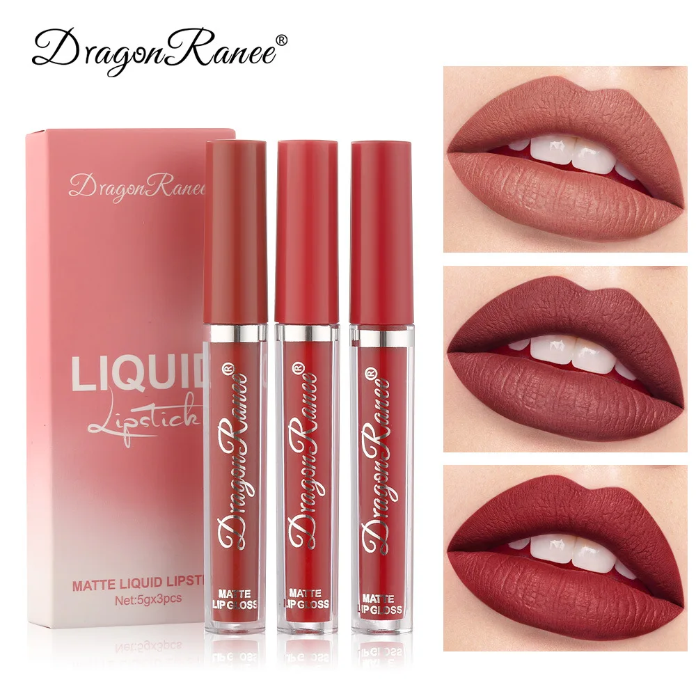 3 stücke Samt Matte Lippenstift Set Langlebig Wasserdicht Lip Gloss Nicht Transfer Nude Non Stick Lip Glasur Make-Up Schönheit Kosmetik Image