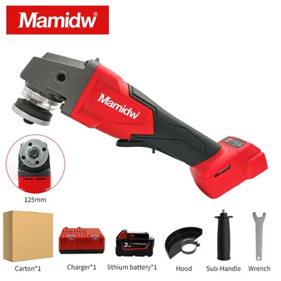 Mamidw 125mm Brushless Angle Grinder Polishing Cutting Machine High Power Electric Cordless Power Tool For Milwaukee 18V Battery
