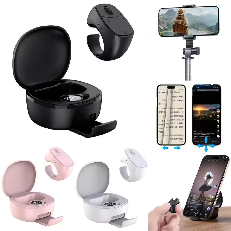 Scrolling Ring Bluetooth-kompatibler Selfie-Taste Multifunktions-Fernbedienung Auslöser/Klicker Fingerspitzen-Controller für Tik Tok Image
