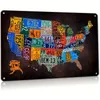 Metallschild mit Vintage-Route 66-USA-Karte – 20,3 x 30,5 cm große Aluminium-Nummernschilddekoration für Garage, Bar und Zuhause