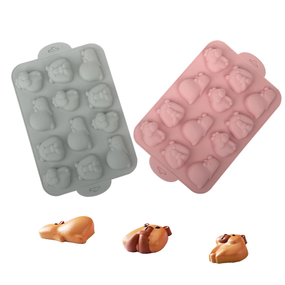 Lebensmittelqualität, 12 Zellen, niedliches Capybara-Design, Süßigkeiten-Schokoladenformen, Keksform, Küche, Silikon-Kuchenform, Dessert-Backwerkzeuge Image