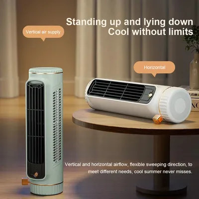 Portable Air Conditioner Fan Quiet Desktop Tower Fan Rechargeable Desk Fan Air Cooler Circulating Standing Fan for Home Office