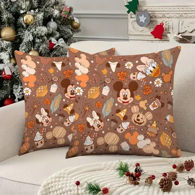 Kissenbezüge mit Motiv „Halloween Mickey & Friends“ und Herbstelemente, Kissenbezug für Sofazimmer, Partydekoration, Geschenk Image