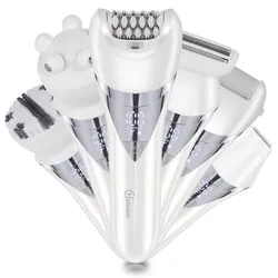 Hatteker 6 en 1 épilateur électrique épilateur pour jambes Bikini visage corps Rechargeable pour commodité IPX6 humide/sec pour les femmes